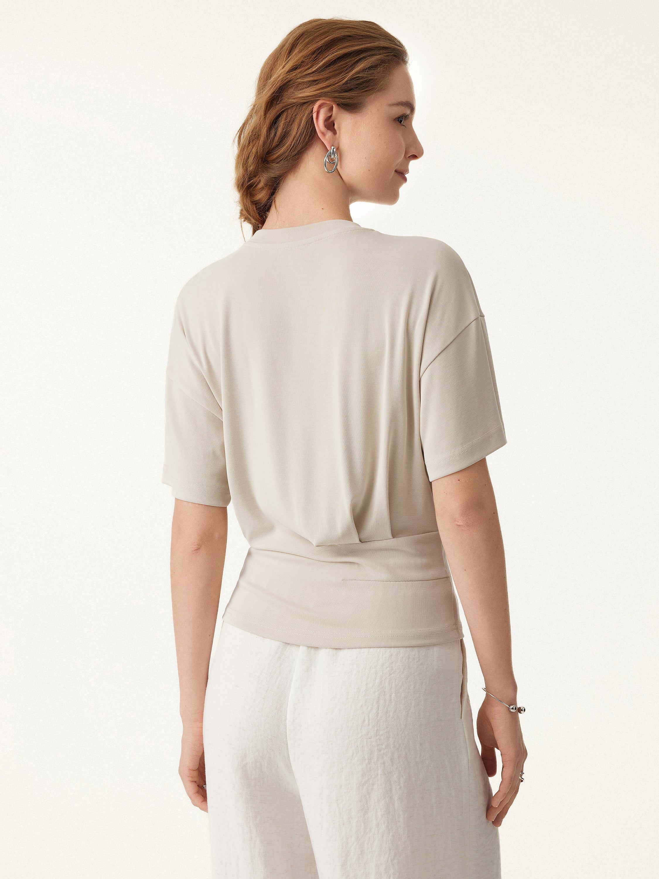 Crewneck Short Sleeve Tucked Tee