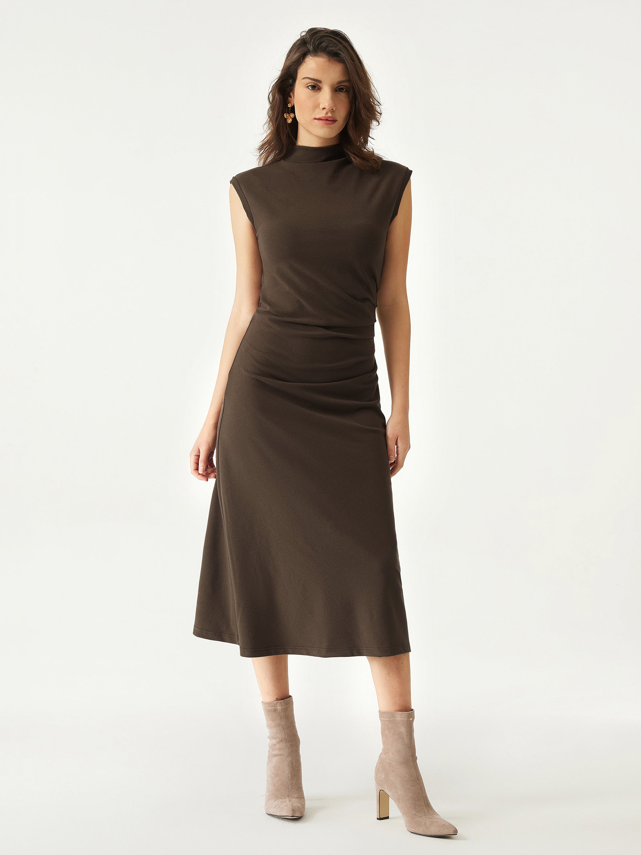 ElegantMock Structured Midi Dress