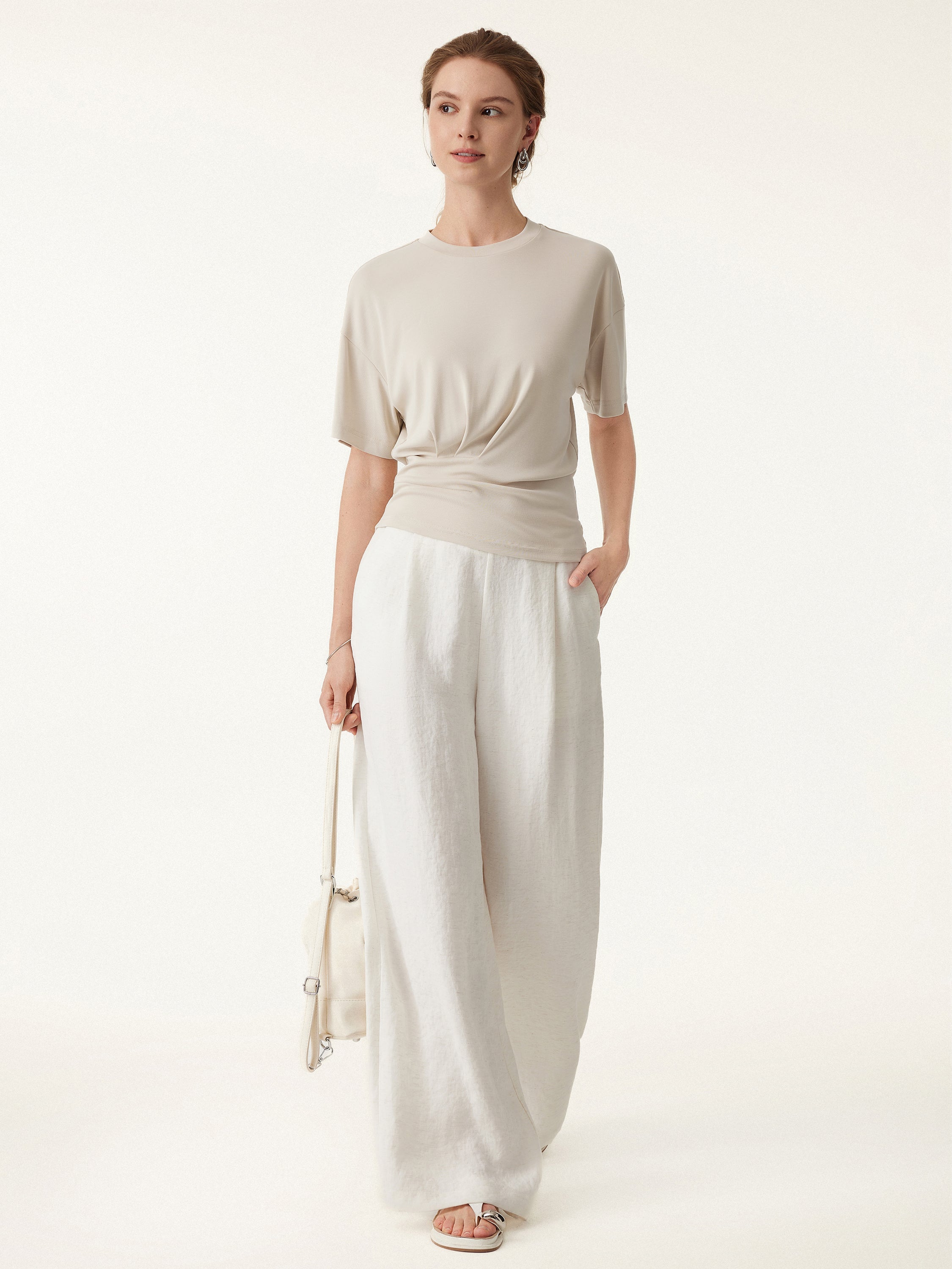 Crewneck Short Sleeve Tucked Tee