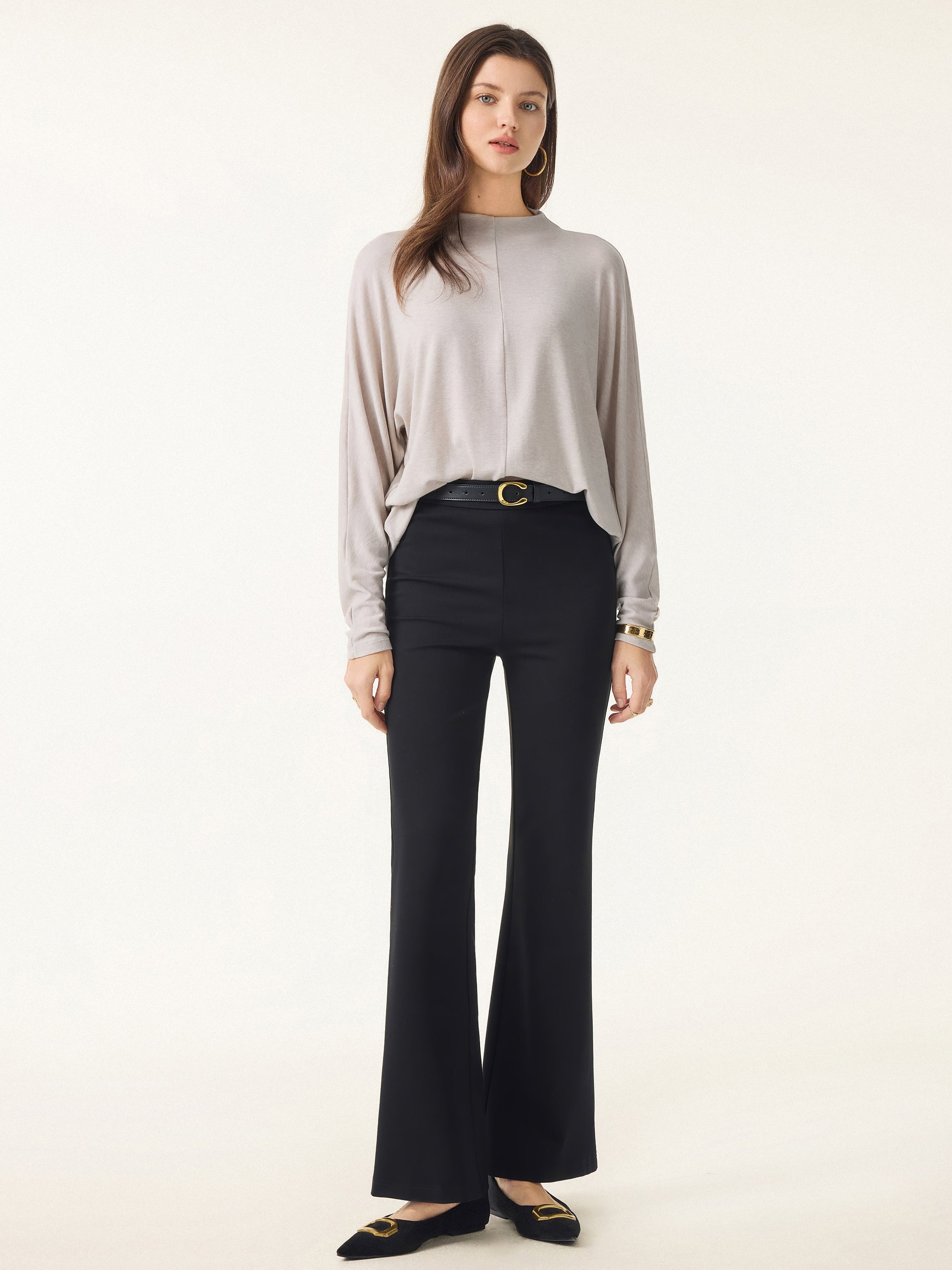 Premium Knit Elegance Flare Pants