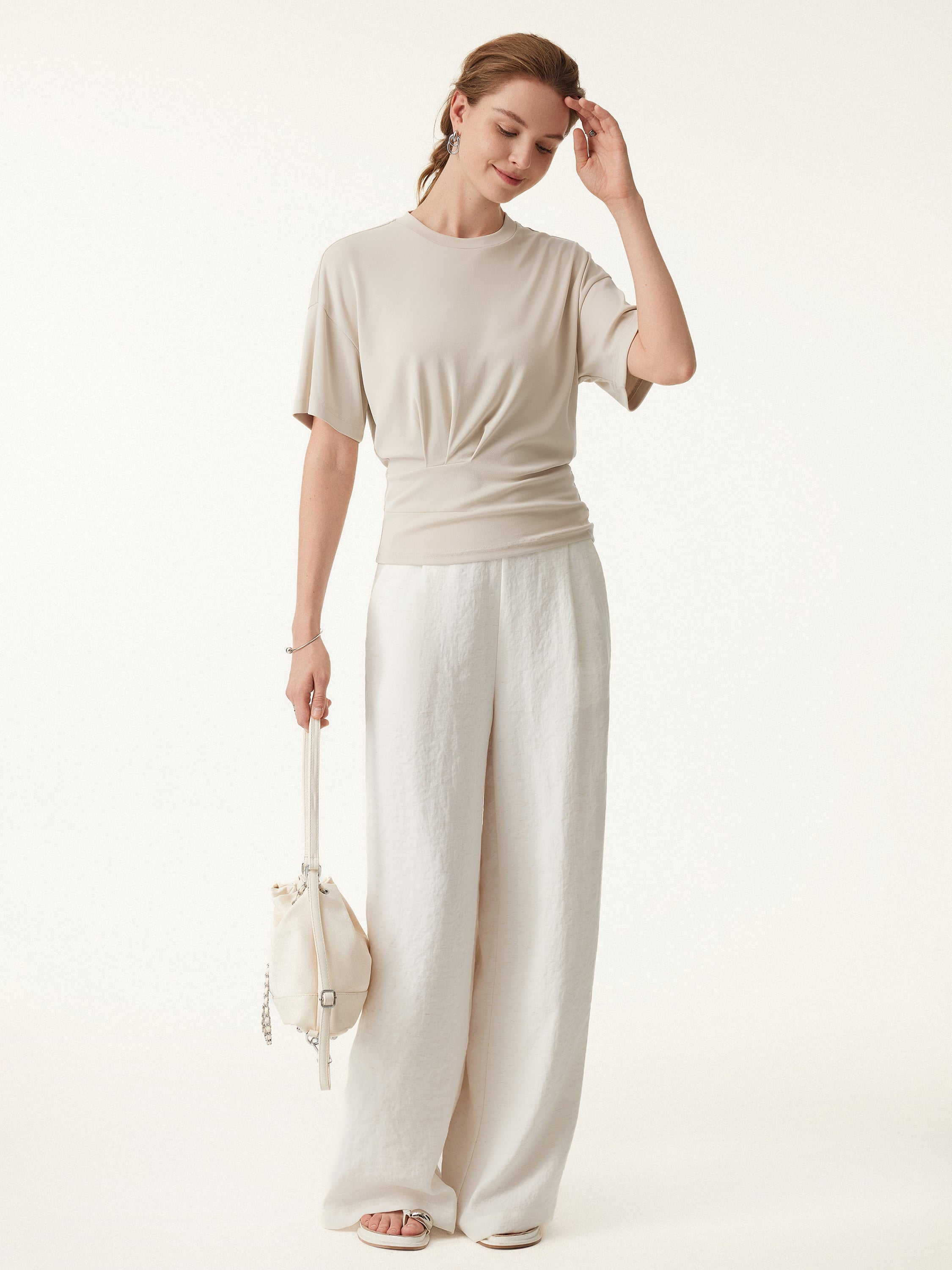 Crewneck Short Sleeve Tucked Tee