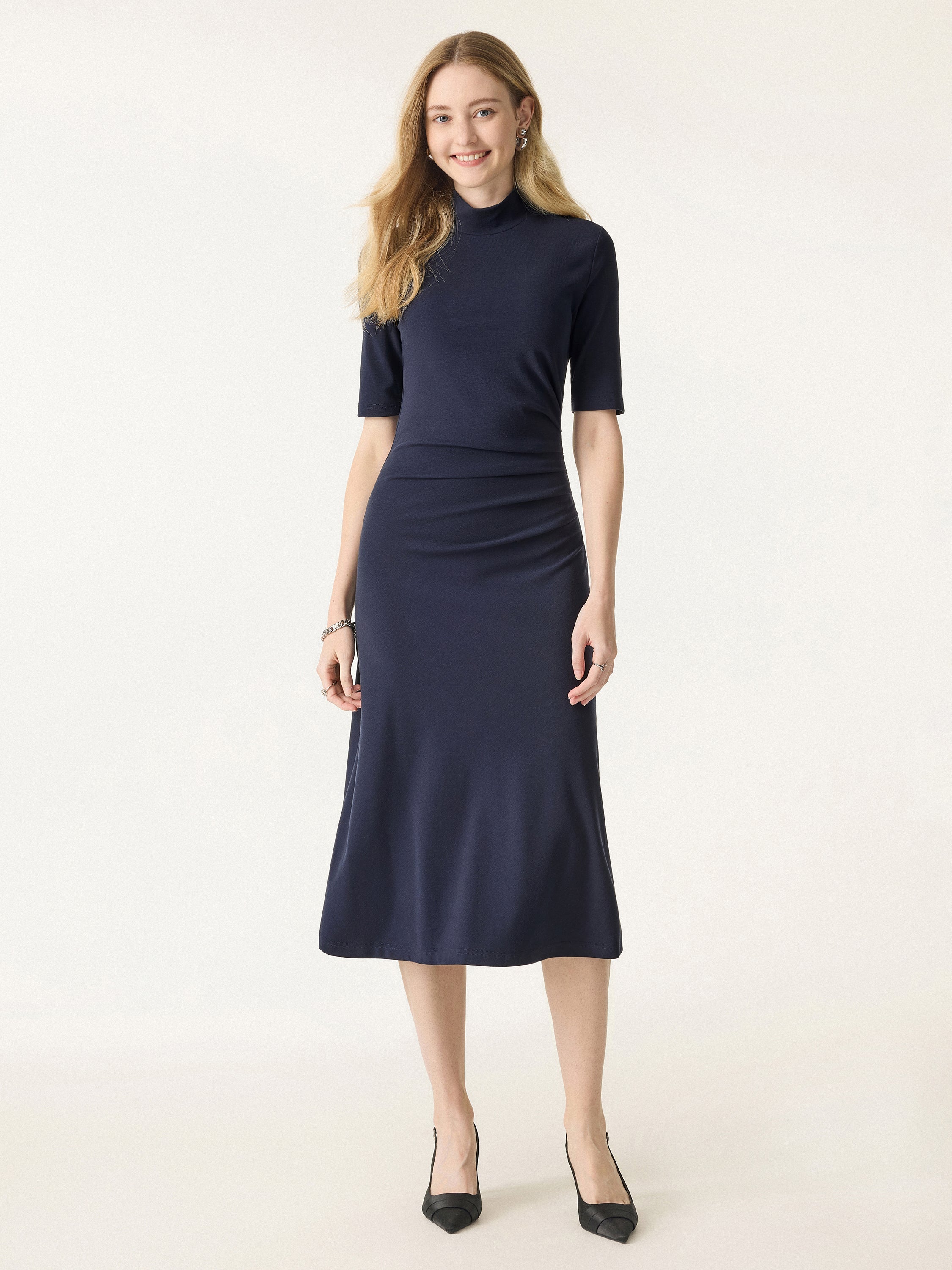 HighNeck Sculpt Midi Dress